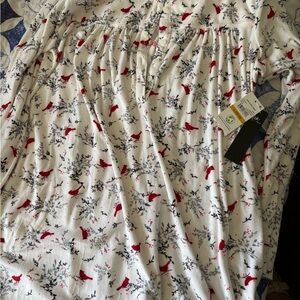 Dalia Collection White Nightgown with Red Cardinal Print
